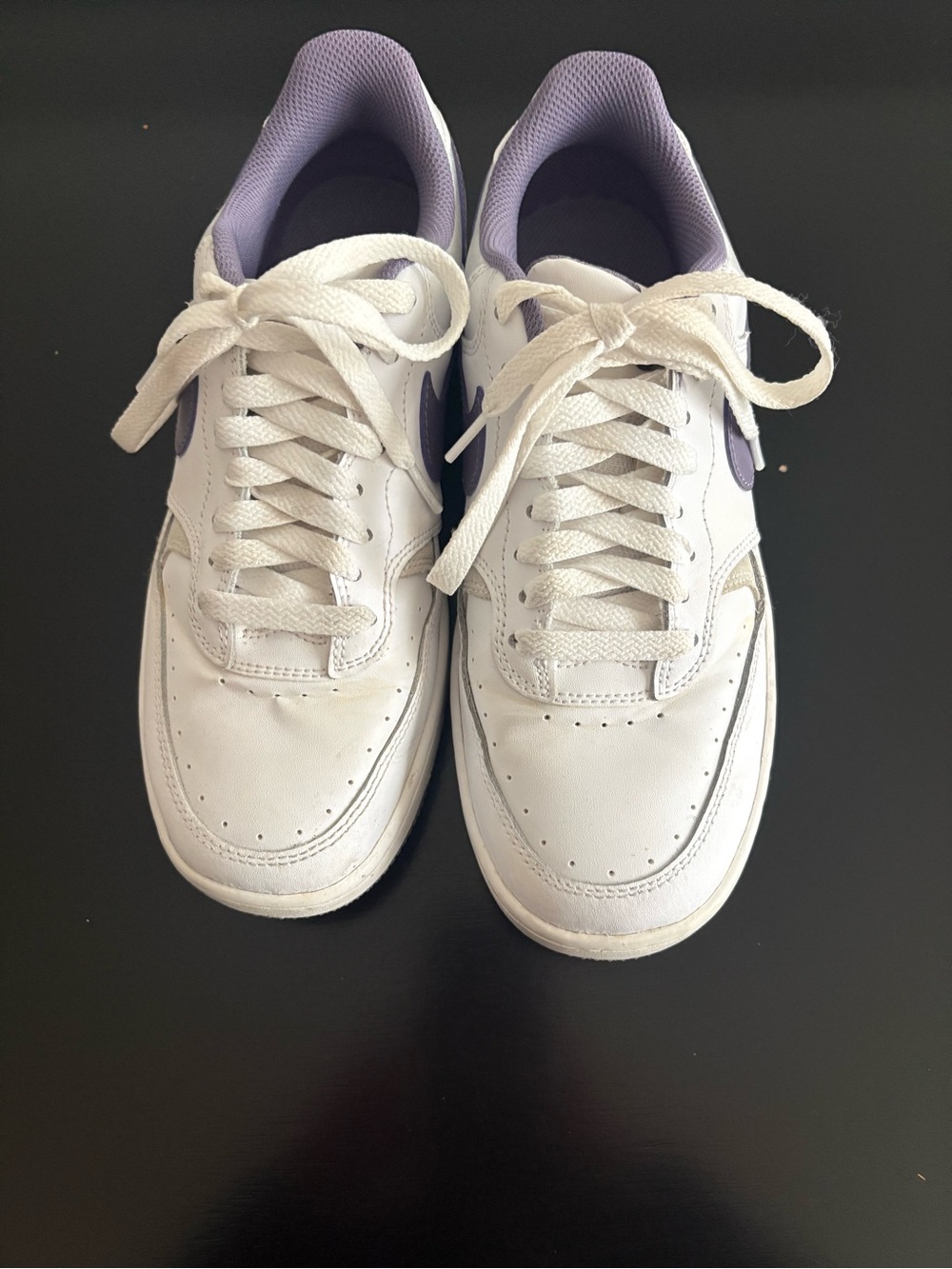 White Nike Sneakers with Lavender Accents